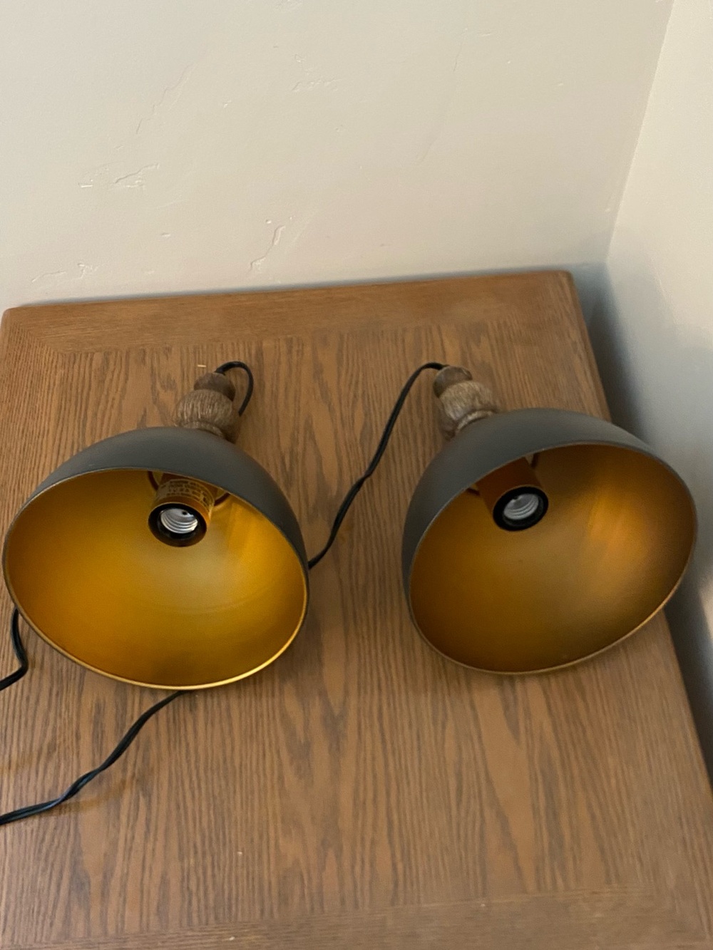 Gray and Gold Dome Pendant Lights - Set of Two